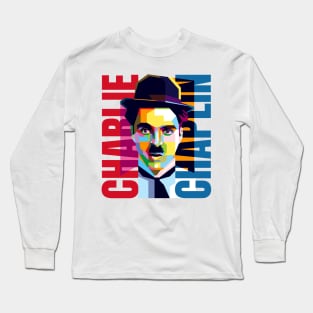 Charlie Chaplin Pop Art Long Sleeve T-Shirt